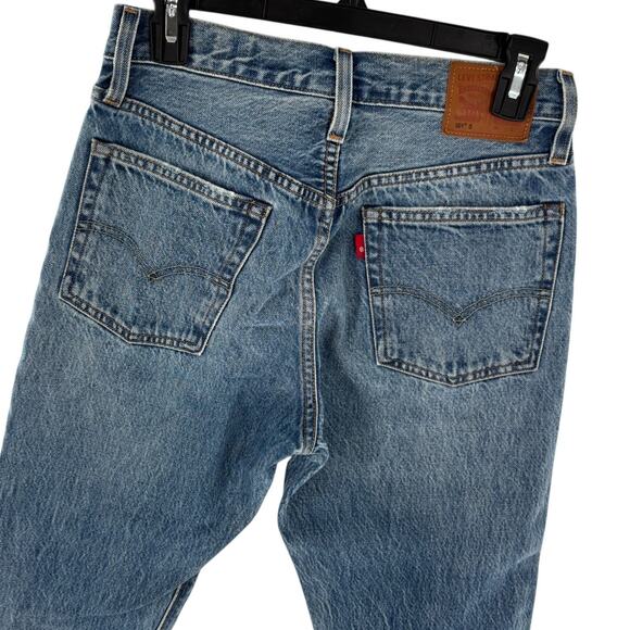 Levi's Pacific Ocean Blue Distressed High Rise 501 Skinny Jeans - Picture 8 of 12